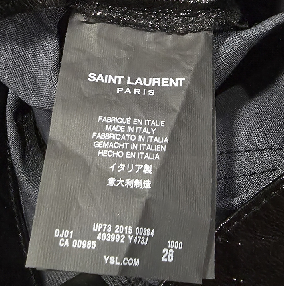SAINT LAURENT Runway Black Vinyl High Waist Slim Shiny Skinny Pants 28 - Picture 6 of 7